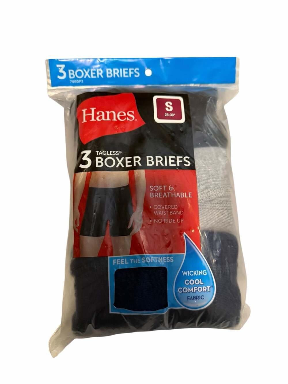 Small Hanes Men's Tagless Boxer Briefs 3-Pack, Cool Comfort Wicking Fabric